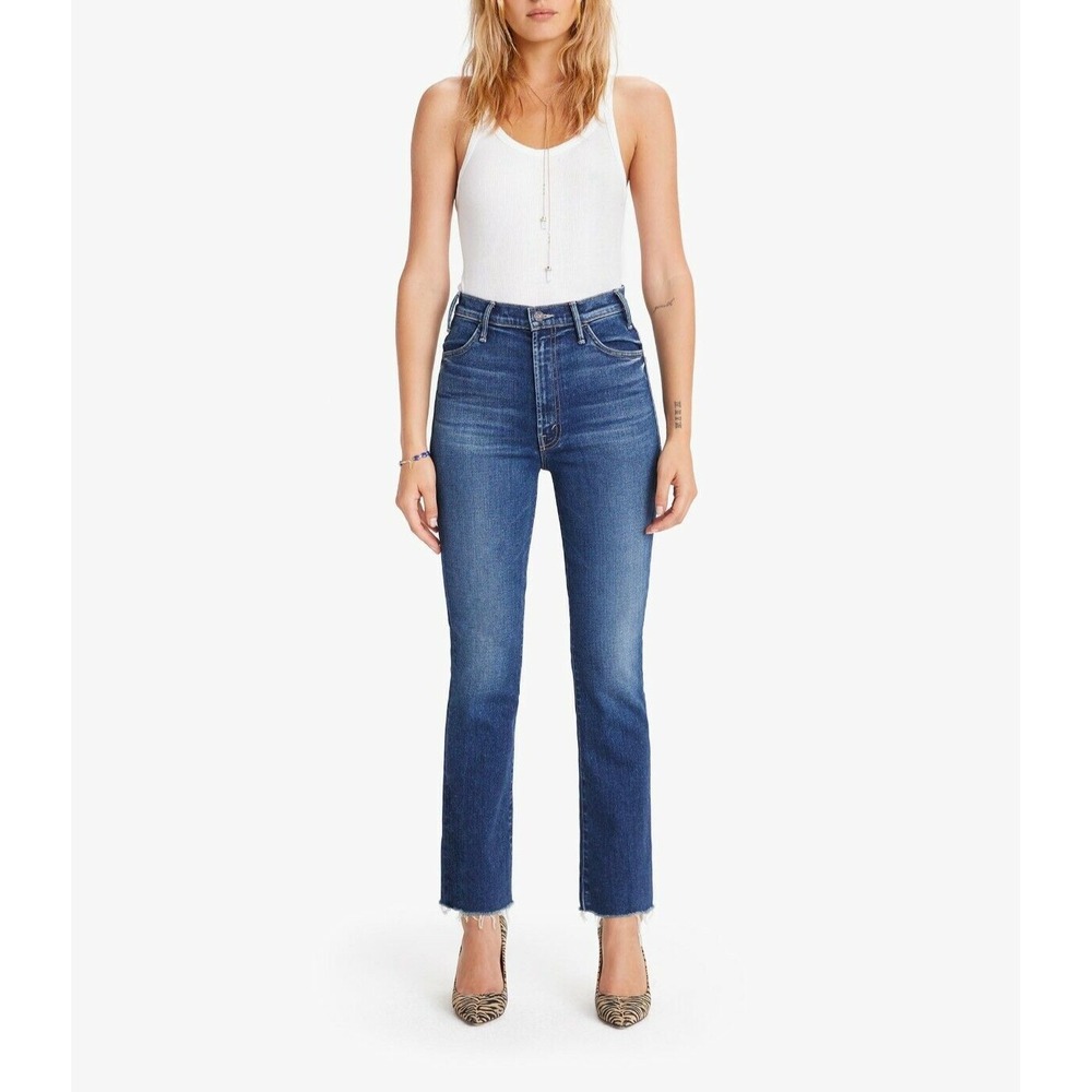 MOTHER Denim The Hustler Ankle Fray Bootcut Jeans Night Clubbing 24 25 $238